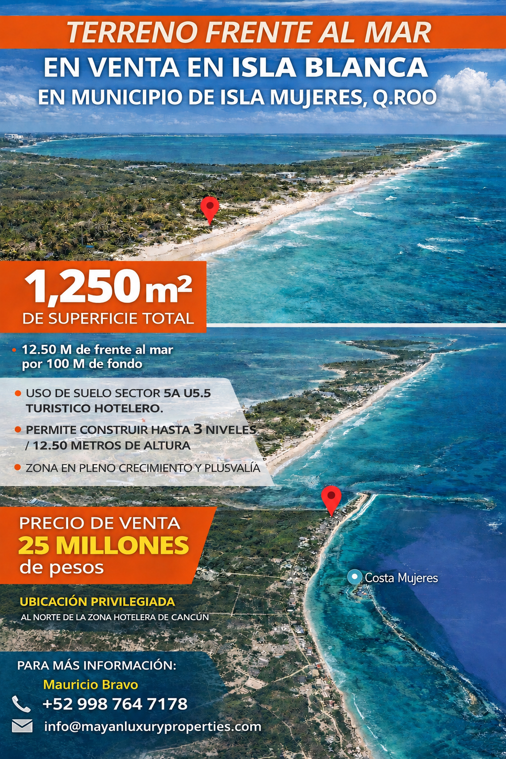 Ficha comercial terreno Isla Blanca 1250 m2